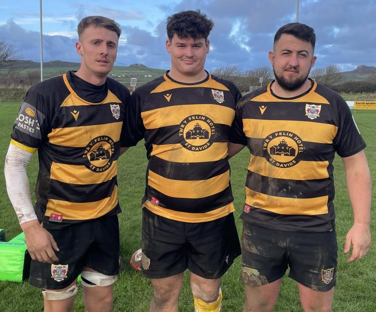 Try scorers for St Davids - Charlie Lavin, Aled Davies and George Raymond